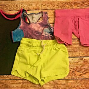 Danskin Cat & Jack BCG Girls Activewear Bundle Sports Bra Shorts Tank Sz S
